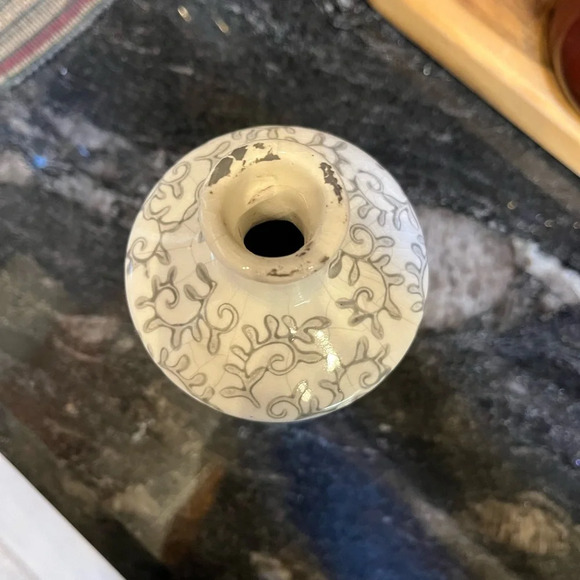 Rustic Pottery/ Vase Beautiful gray and white pattern/terracotta with paint - Picture 4 of 8